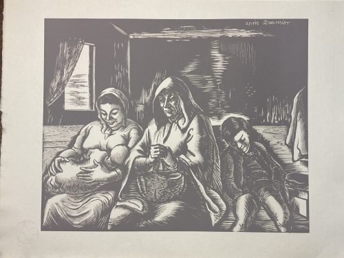 Vadász Endre (1901-1944): Szent család (Daumier után) Fametszet