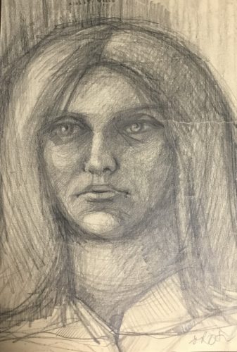 Orosz István (1941-1999): Női és férfi portré, 2 db. Ceruza, papír. Jelzett.
