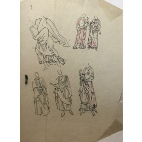   Muhits Sándor (1882-1956): Alaktanulmányok. Tus, hártyapapír, jelzés nélkül. 23×54 cm