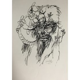   Vincze László: Alak, 2000. Szitanyomat, papír, jelzett. 42x29,5 cm