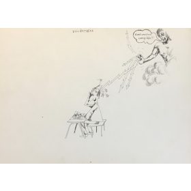   Jelzés nélküli humoros grafika: Villámtréfa. Tus, papír, 21×30 cm