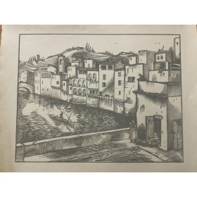   Vadász Endre (1901-1944):  - A gondolás - Fametszet, papír, jelzés nélkül