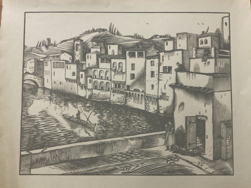 Vadász Endre (1901-1944):  - A gondolás - Fametszet, papír, jelzés nélkül