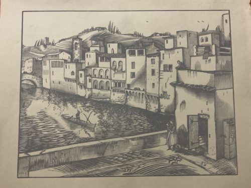 Vadász Endre (1901-1944):  - A gondolás - Fametszet, papír, jelzés nélkül