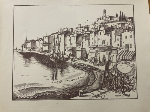 Vadász Endre (1901-1944):  - Tengerpart - Fametszet, papír, jelzés nélkül