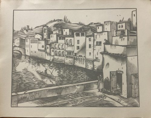 Vadász Endre (1901-1944):  - A gondolás - Fametszet, papír, jelzés nélkül