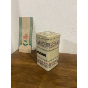 Retro fém népies tárolódoboz, fűszertartó