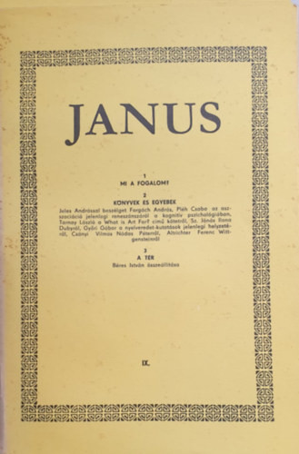 Janus IX. - A fogalomról - Horányi Özséb (szerk.)