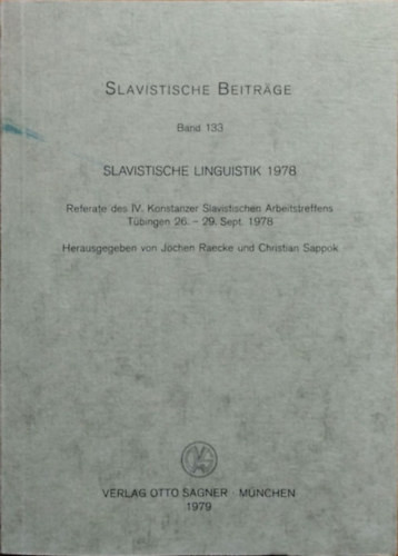 Slavistische Linguistik 1978 - Jochen Raecke - Christian Sappok (Hrsg.)