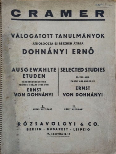 Johann Baptist Cramer - Dohnányi Ernő: Cramer - Válogatott tanulmányok, I. füzet
