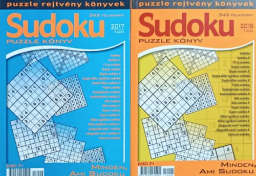 Sudoku puzzle könyv 2017/4, 2018/1 (2 kötet)