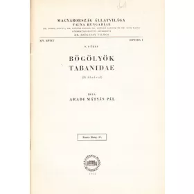   Aradi Mátyás Pál: Bögölyök - Tabanidae (Magyarország állatvilága - Fauna Hungariae 37. XIV. kötet, Diptera I., 9. füzet)
