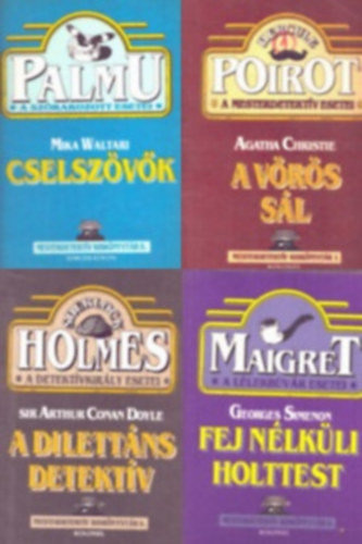 4 db a Mesterdetektív Kiskönyvtár sorozatból: A vörös sál - Cselszövők - A dilettáns detektív - Fej néklüli holttest - Agatha Christie, Mika Waltari, Arthur Conan Doyle, Georges Simeon