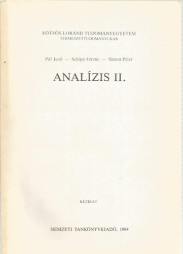 Analízis II. - Pál Jenő - Schipp Ferenc, Simon Péter