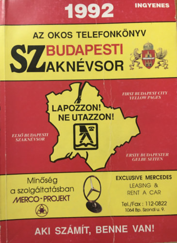 Budapesti szaknévsor - Az okos telefonkönyv 1992 - 