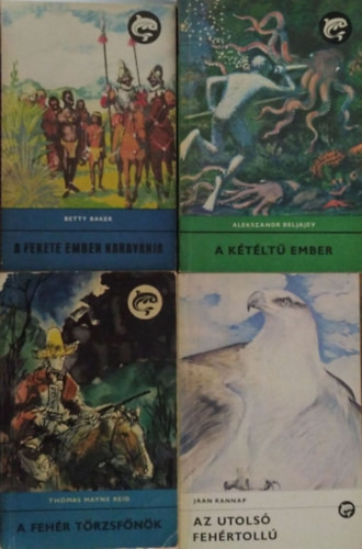 A fehér törzsfőnök + A fekete ember karavánja + A kétéltű ember + Az utolsó fehértollú (4 kötet a Delfin Könyvek sorozatból) - Betty Baker - Alekszandr Beljajev - Thomas Mayne Reid - Jaan Rannap