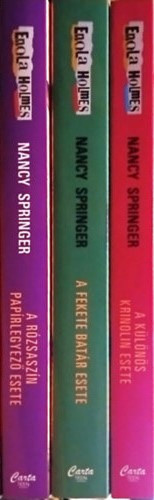 3 db Enola Holmes: A különös krinolin esete, A fekete batár esete, A rózsaszín papírlegyező esete - Nancy Springer