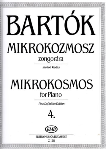 Bartók Mikrokozmosz zongorára 4. - Javított kiadás - Mikrokosmos for Piano 4. - 