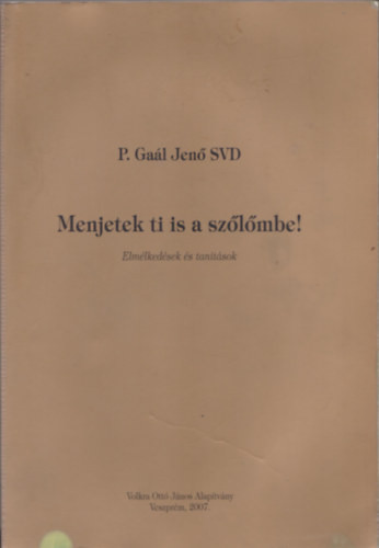 Menjetek ti is a szőlőmbe! - Elmélkedések és tanítások - P. Gaál Jenő SVD