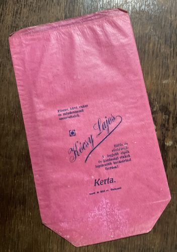 Kócsy Lajos Fűszer, kávé, cukor, rőfös és rövidárú - reklám papírtasak 1930 körül