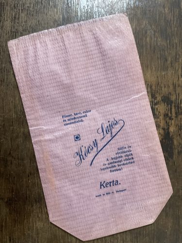 Kócsy Lajos Fűszer, kávé, cukor, rőfös és rövidárú - reklám papírtasak 1930 körül