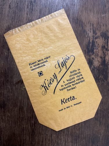 Kócsy Lajos Fűszer, kávé, cukor, rőfös és rövidárú - reklám papírtasak 1930 körül