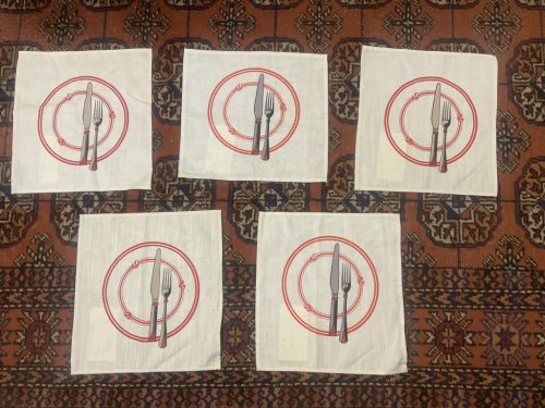 Retro 50% lenvászon tányéralátét 5 db - Aleksandrowickie