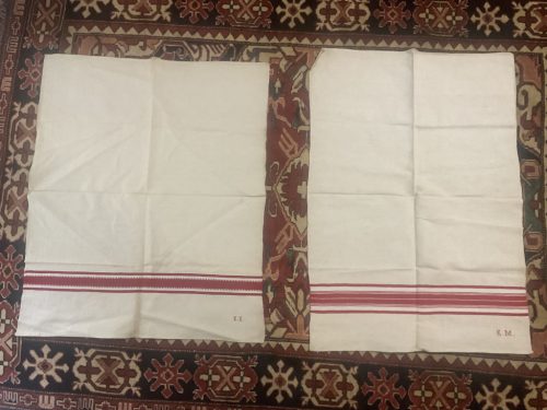 Antik, régi népi lenvászon szőtt  törölköző, törlő konyharuha 2 db