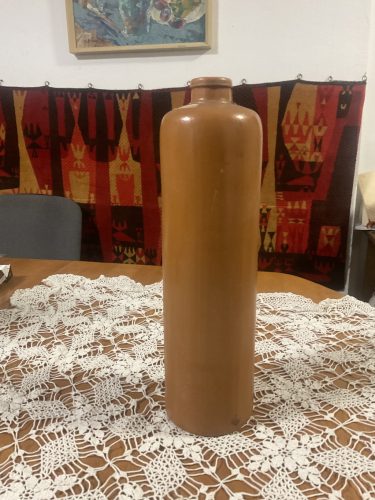 Antik nagyméretű literes cserép ásványvizes palack 30 cm - Lucas Bols örökösei Amsterdam