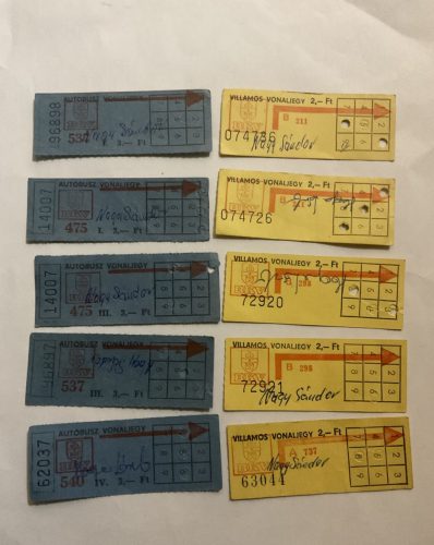 BKV Villamos és autóbusz vonaljegy 5-5 db 2 és 3 ft