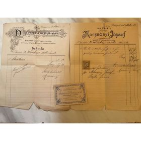   1886-88 Morzsányi József díszmű készítő 2 db számla, Morzsányi József aláírásával, szakadt