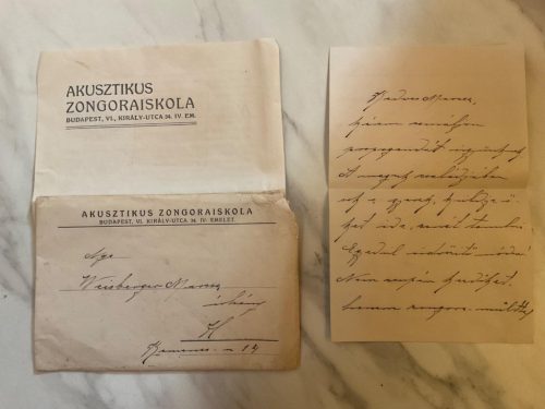 1918 Zsembery Elvira (1893-1977) erdélyi magyar zongoraművész, zenetanár autográf levele