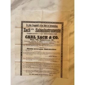   Carl Zach neves bécsi hegedűkészítő reklámplakátja - (1896) alján hiánnyal