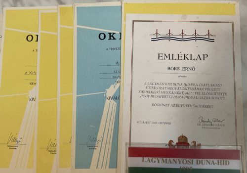 Hídépítéssel kapcsolatos oklevelek, 1976-1995 - 12 db