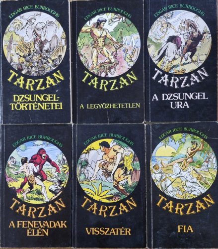 Tarzan dzsungeltörténetei + Tarzan a legyőzhetetlen + Tarzan a dzsungel ura + Tarzan a fenevadak élén + Tarzan visszatér + Tarzan fia (6 kötet) - Edgar Rice Borroughs