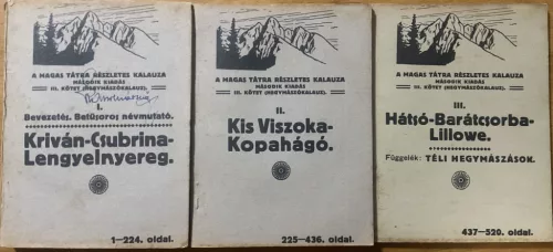 Komarnicki Gyula (szerk.): A Magas Tátra részletes kalauza. III. kötet. - (Hegymászókalauz) I-III. rész